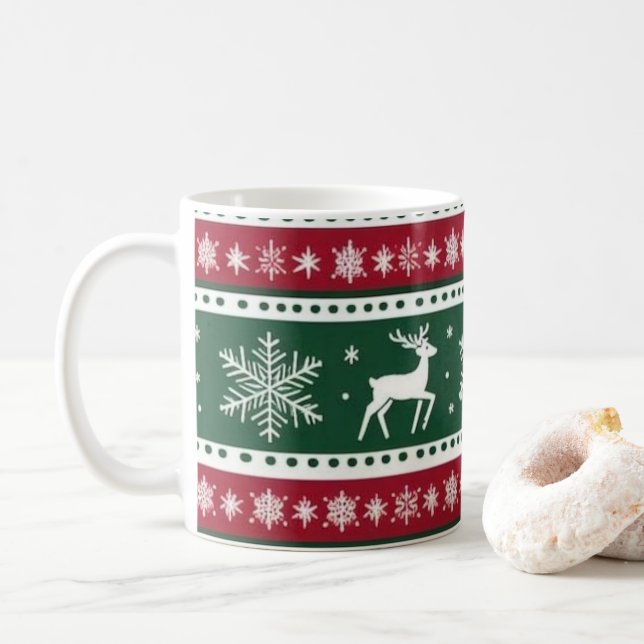 Café Caneca de Natal Vermelho (Com Donut)