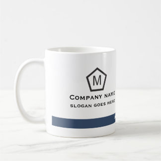 Café Caneca de Negócios Geométrica Azul Moderna