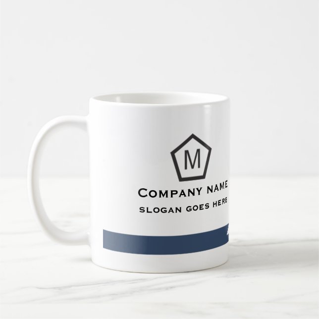 Café Caneca de Negócios Geométrica Azul Moderna (Esquerda)