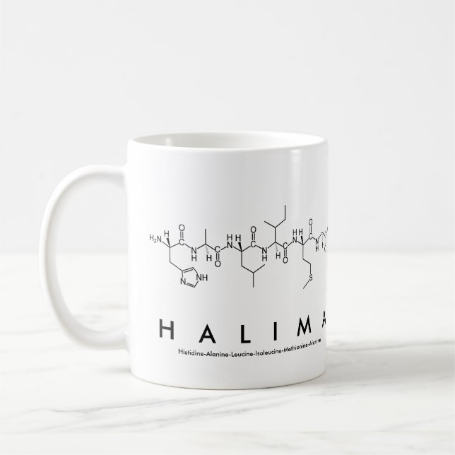 Café Caneca de nome peptídeo Halima (Esquerda)