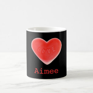 Café Caneca de 'Nome' Preto do Coração Doce