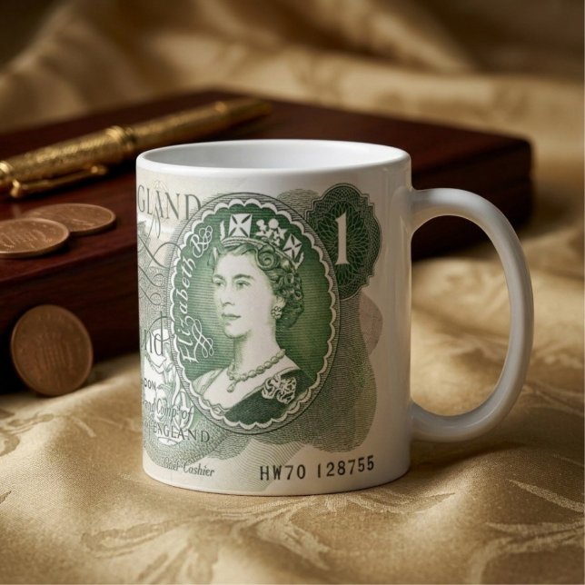 Café Caneca de Nota do Banco Britânico – Nota de Uma Li (Criador carregado)