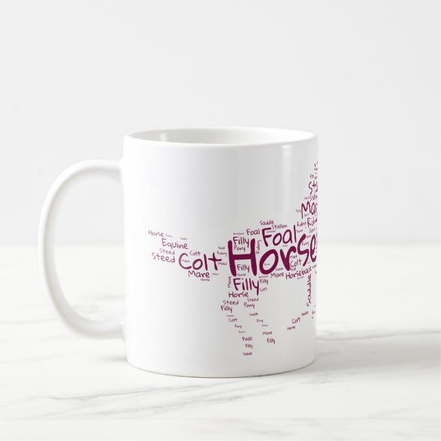 Café Caneca de Nuvem de Palavras de Cavalo – Presente d (Esquerda)