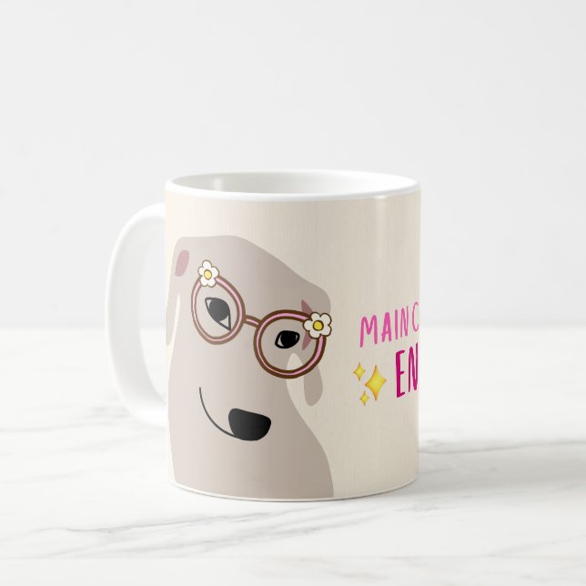 Café Caneca de Óculos de Cachorro Fofo com Energia de P (Frente Esquerda)
