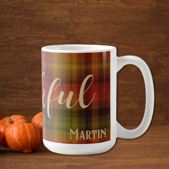 Café Caneca de Outono 15oz com Nome e Agradecimento em  (Criador carregado)