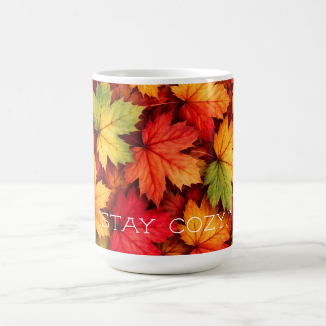 Café Caneca de Outono com Citação Personalizada de Folh (Centro)