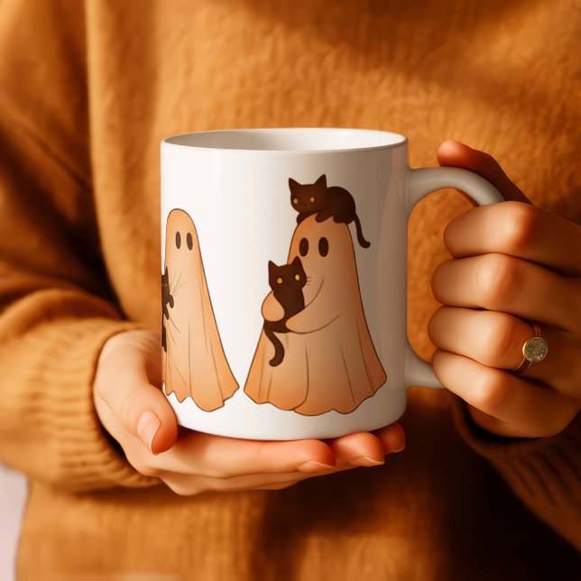Café Caneca de outono personalizada com fantasma fofo e (Criador carregado)
