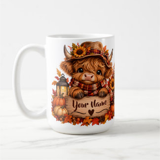 Café Caneca de Outono Personalizada da Vaca das Terras