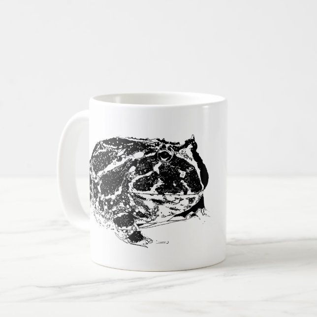Café Caneca de Pacman preto e branco (Frente Esquerda)
