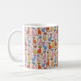Café Caneca de padrão de gatos giros coloridos vibrante