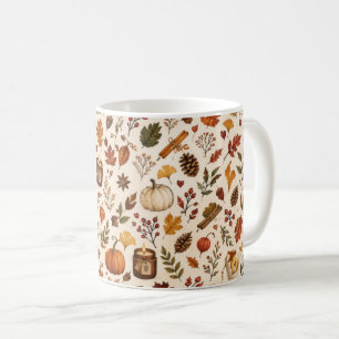 Café caneca de padrão de outono
