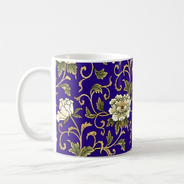 Café Caneca de Padrão de Tecido Oriental Antigo (Esquerda)