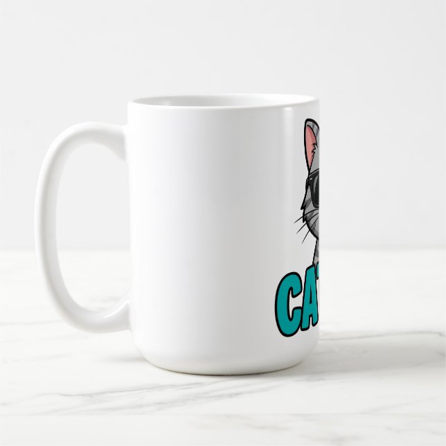 Café Caneca de Pai de Gato Gato Tabby Óculos de Sol (Esquerda)