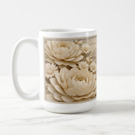 Café Caneca de paisagem floral em papel recortado bege 