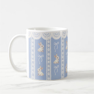 Café Caneca de Páscoa Coelho Aquarela Renda Coquete Azu