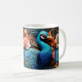 Café Caneca de Pavão com Monograma Personalizado Deslum