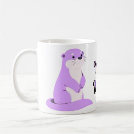 Café Caneca de Pé de Lontra Marinha Roxa Kawaii Fofa