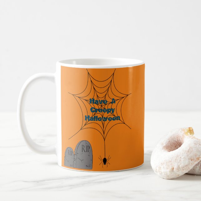 Café Caneca de pedras do Dia das Bruxas (Com Donut)