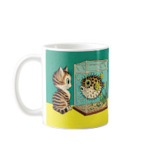 Caneca de peixe Gato e Puffer
