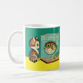 Café Caneca de peixe Gato e Puffer