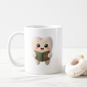 Café Caneca de Personagem de Dente Kawaii Fofa Lendo Li