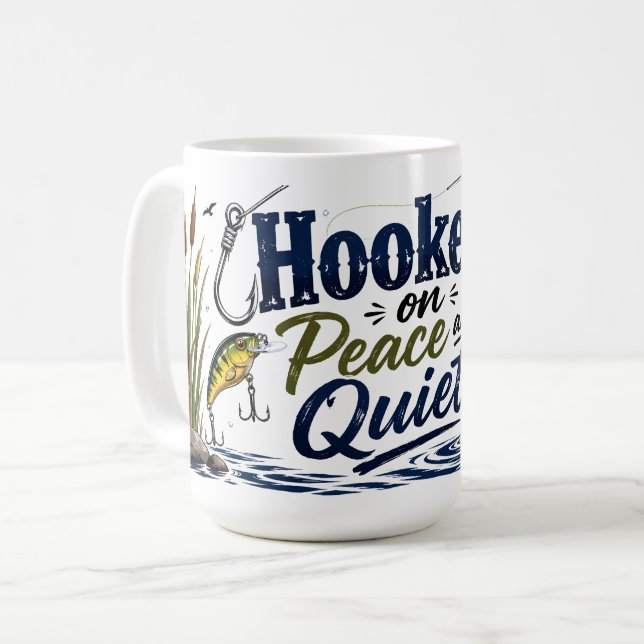 Café Caneca de Pesca Tranquila e Pacífico (Frente Esquerda)