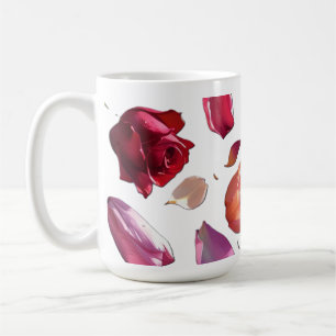 Café Caneca de Pétalas Florais Espalhadas Elegantes   C