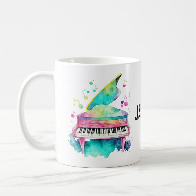 Café Caneca de Piano de Cauda Personalizada – Nome Pers (Esquerda)