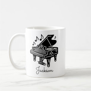 Café Caneca de Piano de Cauda Personalizada – Nome Pers