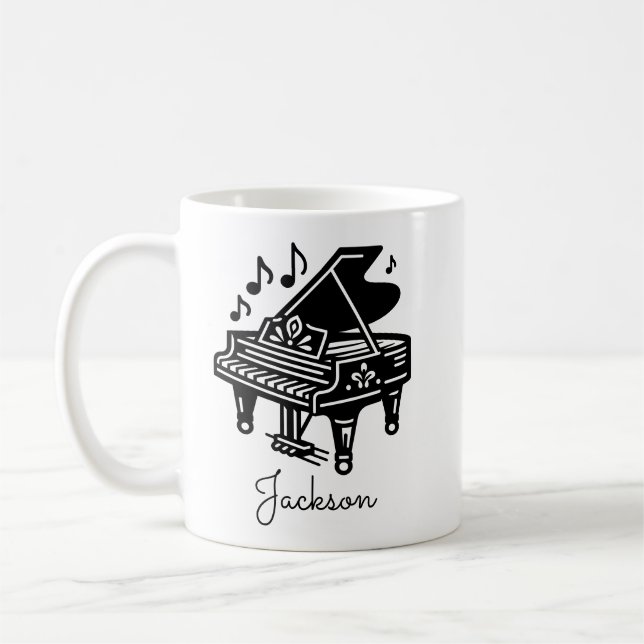 Café Caneca de Piano de Cauda Personalizada – Nome Pers (Esquerda)