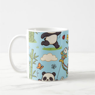 Café Caneca de Pipa de Panda - Padrão Fofo de Jardim de