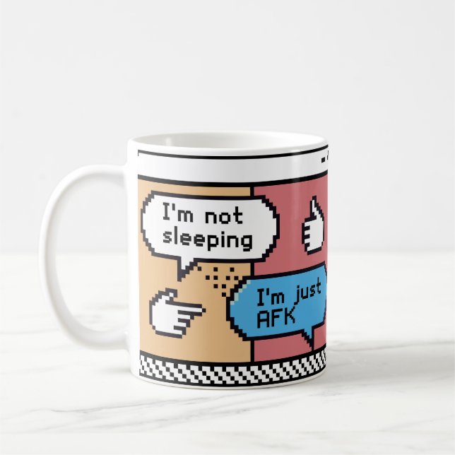 Café Caneca de Pixel Art para Gamer AFK – Divertido Ret (Esquerda)