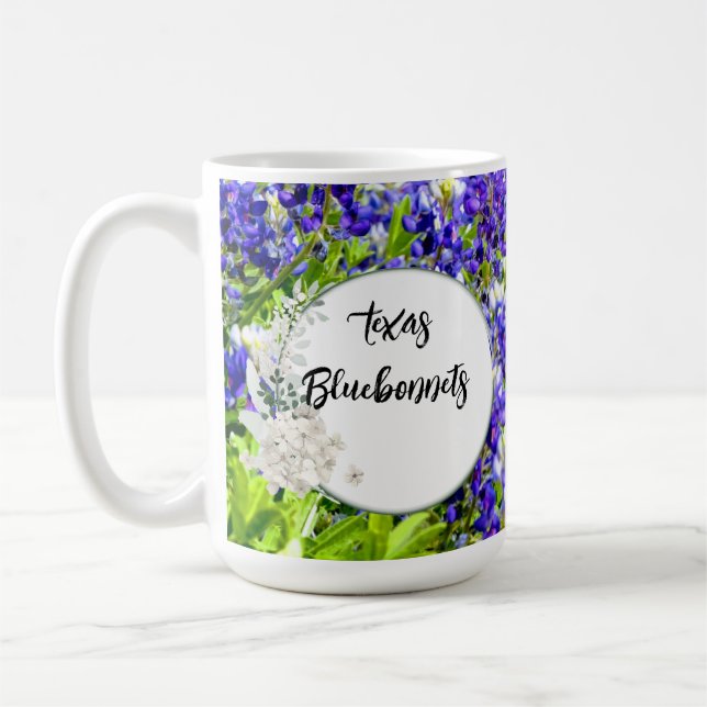 Café Caneca de porcelana fina Texas Bluebonnets Flores  (Esquerda)