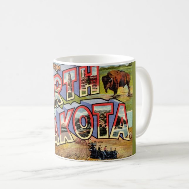 Café Caneca de Postais de Saudações de Dakota do Norte (Frente Esquerda)