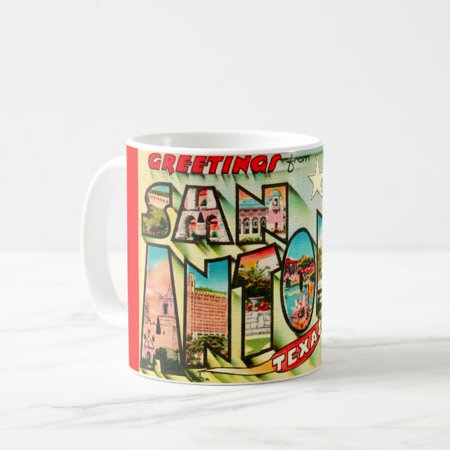 Café Caneca de postal antiga de San Antonio (Frente Esquerda)