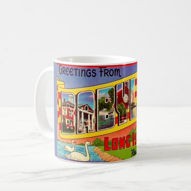 Café Caneca de postal de Babylon Long Island (Frente Esquerda)