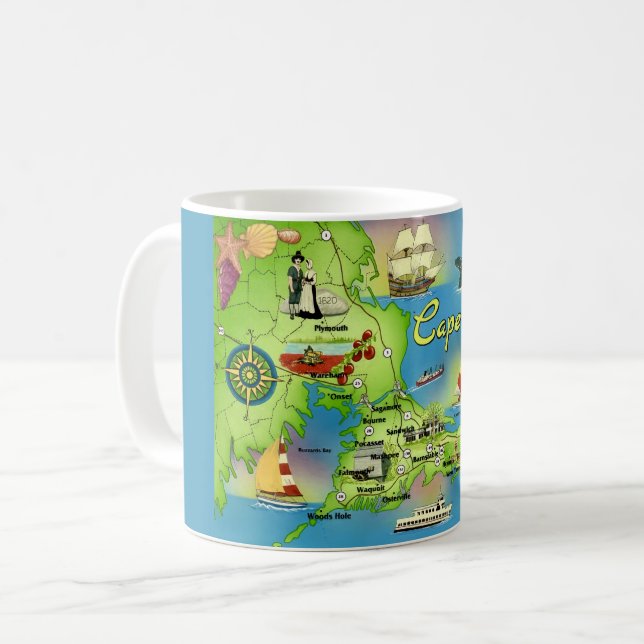 Café Caneca de postal de Cape Cod (Frente Esquerda)