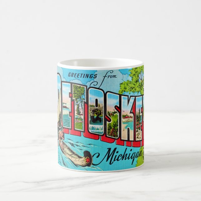 Café Caneca de Postal de Petowskey Michigan (Centro)