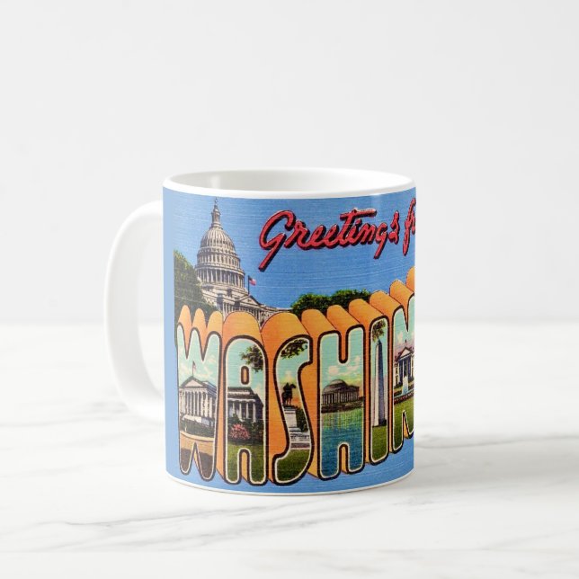 Café Caneca de postal retrô de Washington DC (Frente Esquerda)