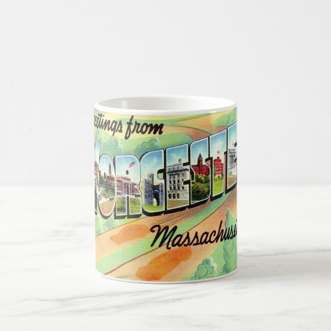 Café Caneca de postal retrô Worcester Ma (Centro)