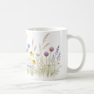 Café Caneca de Prado de Flores Silvestres Minimalista –