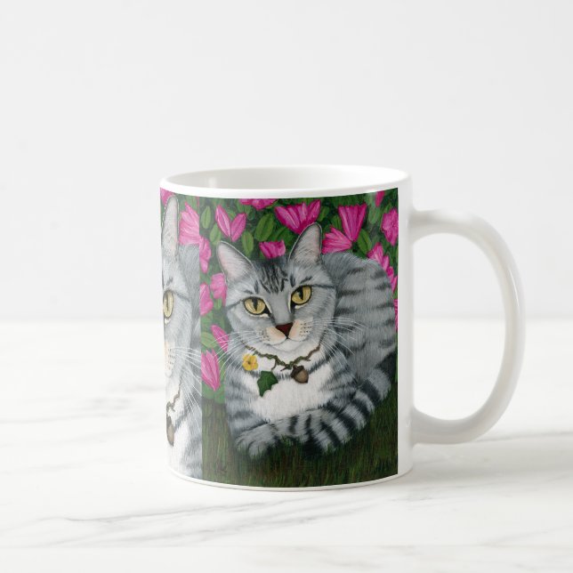 Café Caneca de prata do gato do jardim da azálea do (Direita)