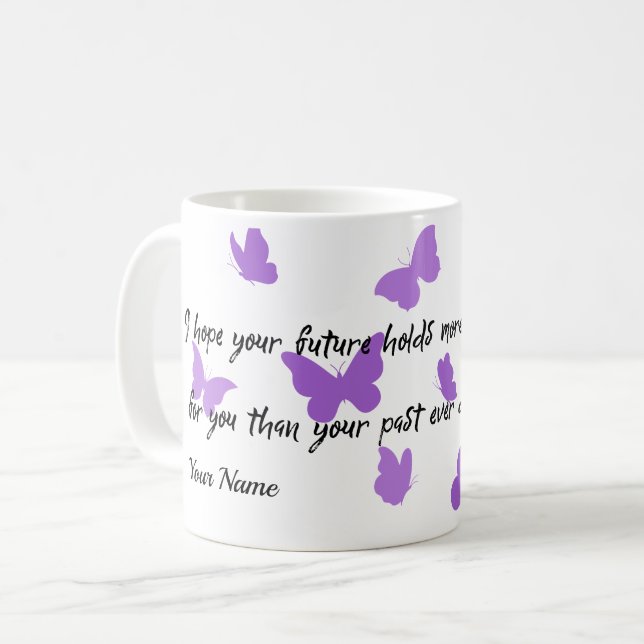 Café Caneca de Presente com Citação Inspiradora sobre B (Frente Esquerda)