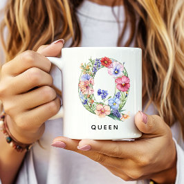 Café Caneca de Presente com Monograma Floral Personaliz
