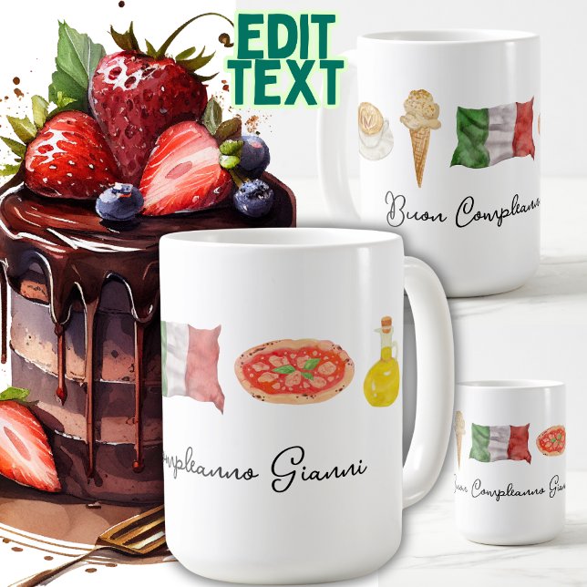 Café Caneca de presente de aniversário italiana com nom (Criador carregado)