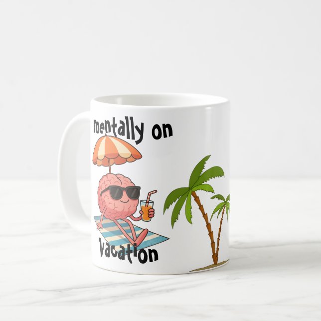Café Caneca de Presente Engraçado - Cérebro em Modo Fér (Frente Esquerda)