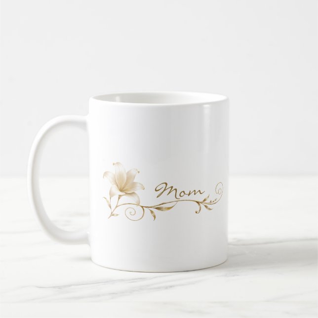 Café Caneca de Presente Lírio Dourado Champanhe Mamãe (Esquerda)