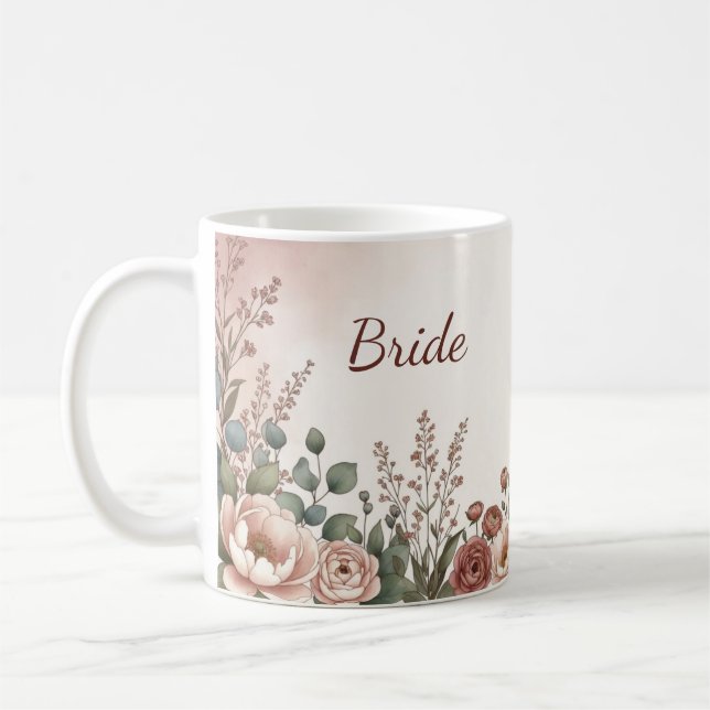 Café Caneca de Presente para Chá de Noiva com Flor Silv (Esquerda)