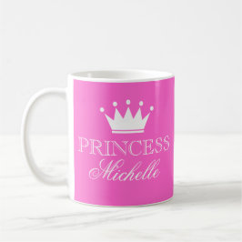 Café Caneca de princesa personalizada em rosa com nome 