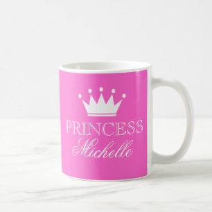 Café Caneca de princesa personalizada em rosa com nome 